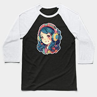 Cute headphone anime girl Baseball T-Shirt